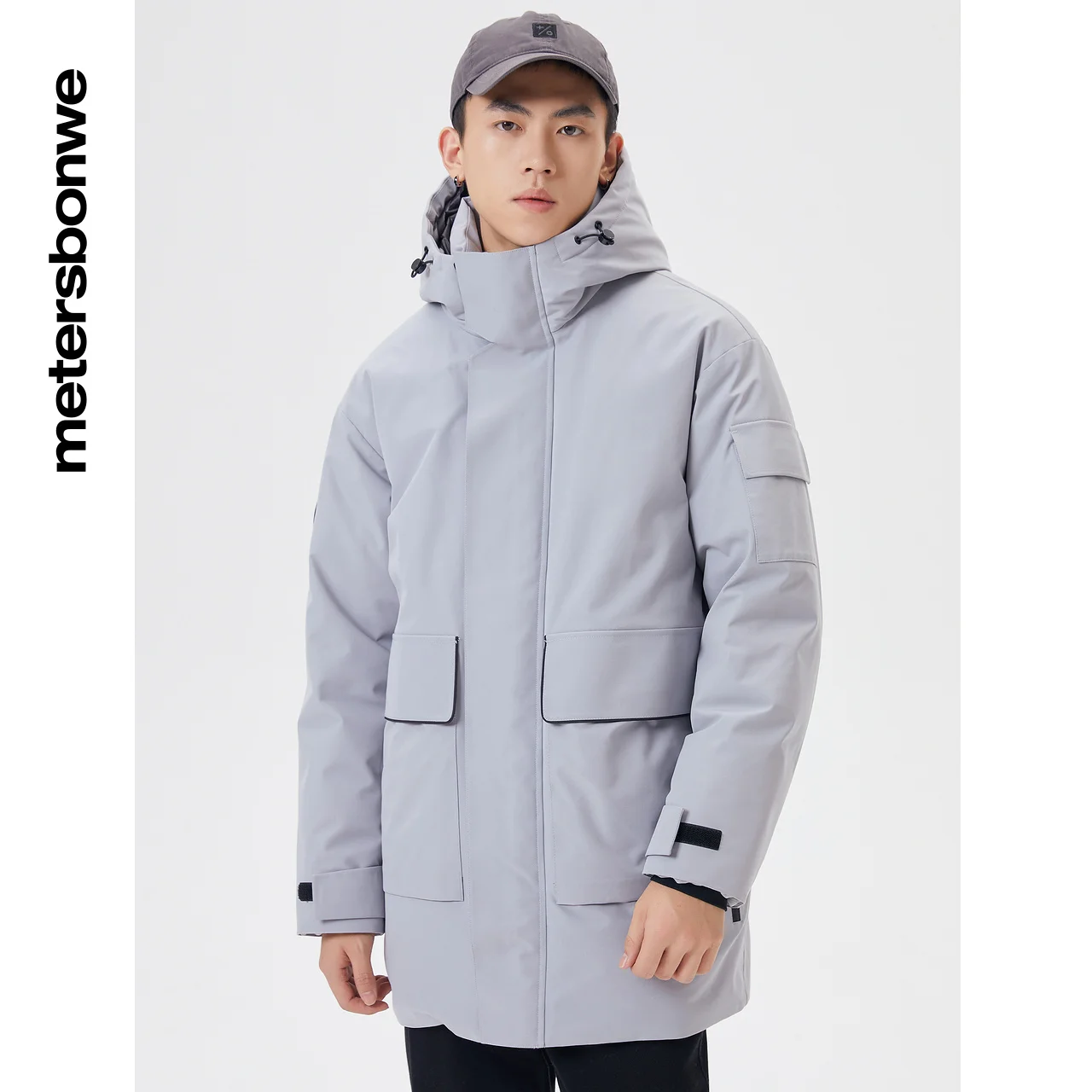 Metersbonwe Long Down Jacket Men Winter Warm 80% Gray Duck Down Hooded Men Anti-snow Winter Down Coat Brand Outerwear Warm Coat