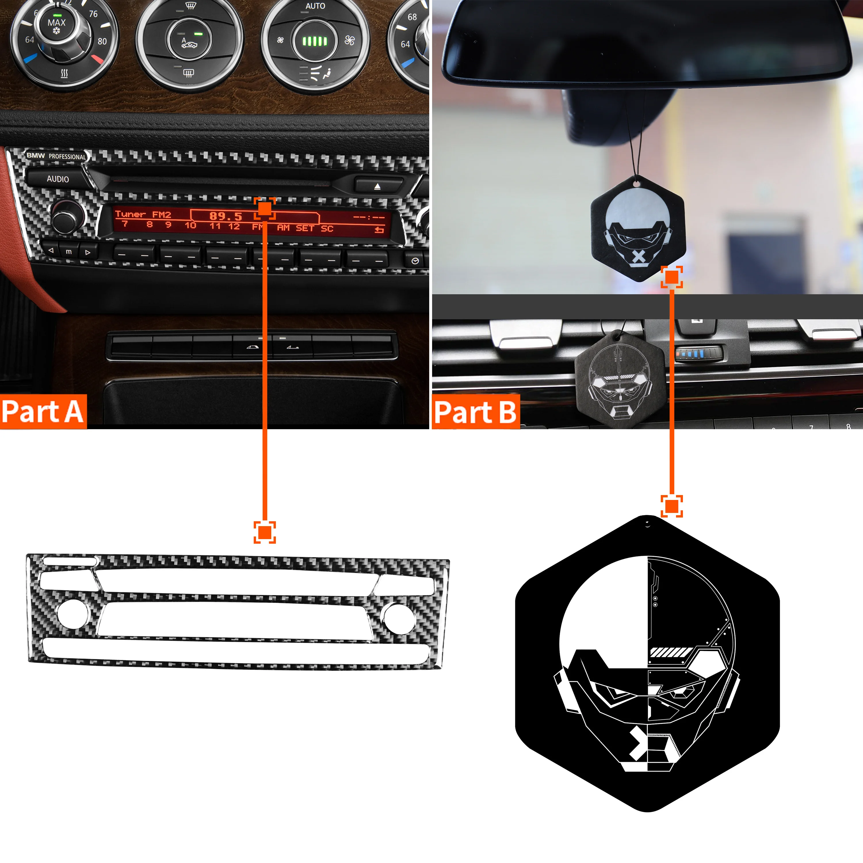 

1Pcs real carbon fiber FM radio console decal trim for BMW Z4 E89 2009-2016.
