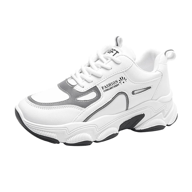 Кроссовки женские на платформе повседневная обувь для бега толстая подошва из ПУ