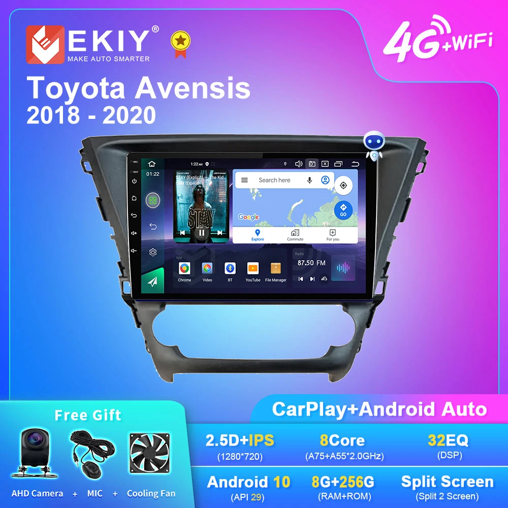 

EKIY Q7 Android 10.0 Автомагнитола для Toyota Avensis 2018 - 2020 Navi GPS стерео Мультимедийный видеоплеер DSP Carplay 2din головное устройство
