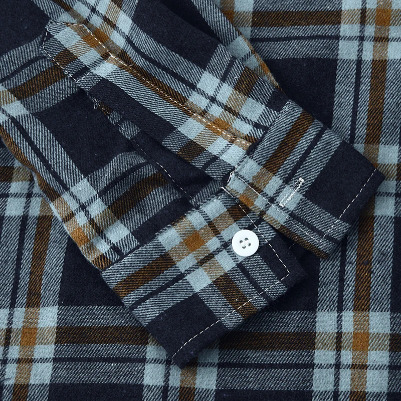 Parklees 2023 New Blue Plaid Hooded Shirts for Men Long Sleeve Cotton Button Down Shirt Fashion Casual Streetwear Mens Clothing