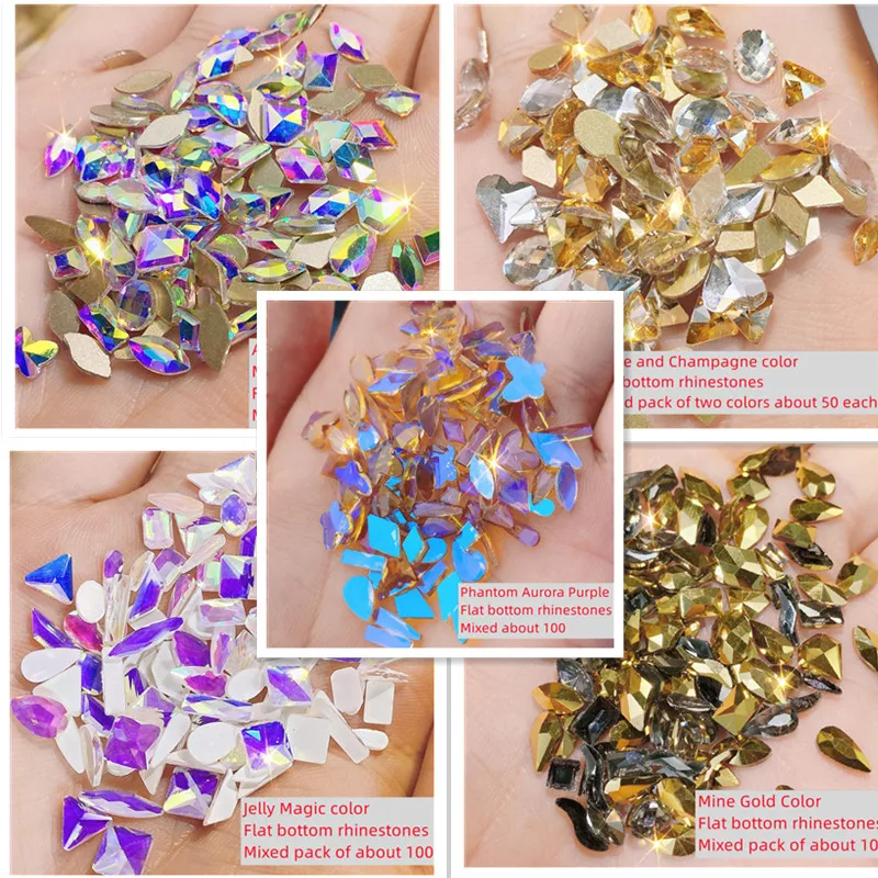 

100pcs/50pcs Nail Art Rhinestone Mixed Bag Decorations Rhinestone Decorations For Fake Nails Shine Likes Crystal