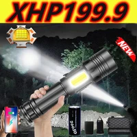 most powerful cob led flashlight xhp199 16core tactical torch usb recharge linterna waterproof lamp ultra bright camping lantern