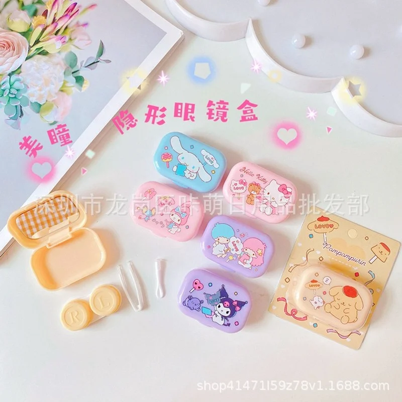 

Kawaii Sanrioed аниме мультфильм серия mymelody Cinnamoroll Kuromi милые модные портативные цветные контактные линзы чехол для хранения подарок