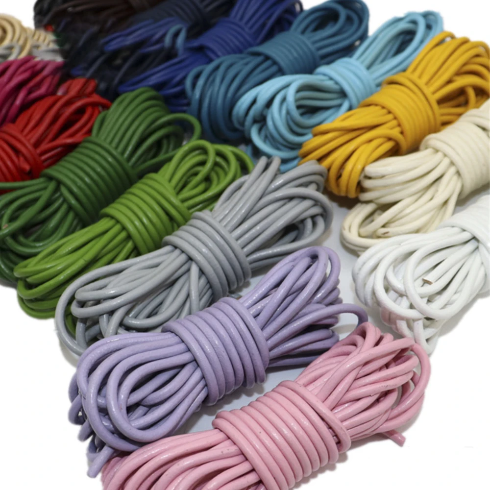 

Кожаная лента 5 метров 1,5/2/3 мм круглый шнур для ювелирных изделий из натуральной кожи кружевная веревка для поделок ожерелье браслет фурнитура