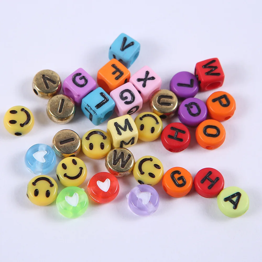 24 Grid Bead Set Box Acrylic Mixed Color Alphabet Letter Cube Spacer Loose Bead For Bracelet Necklace Jewelry Making Accessories