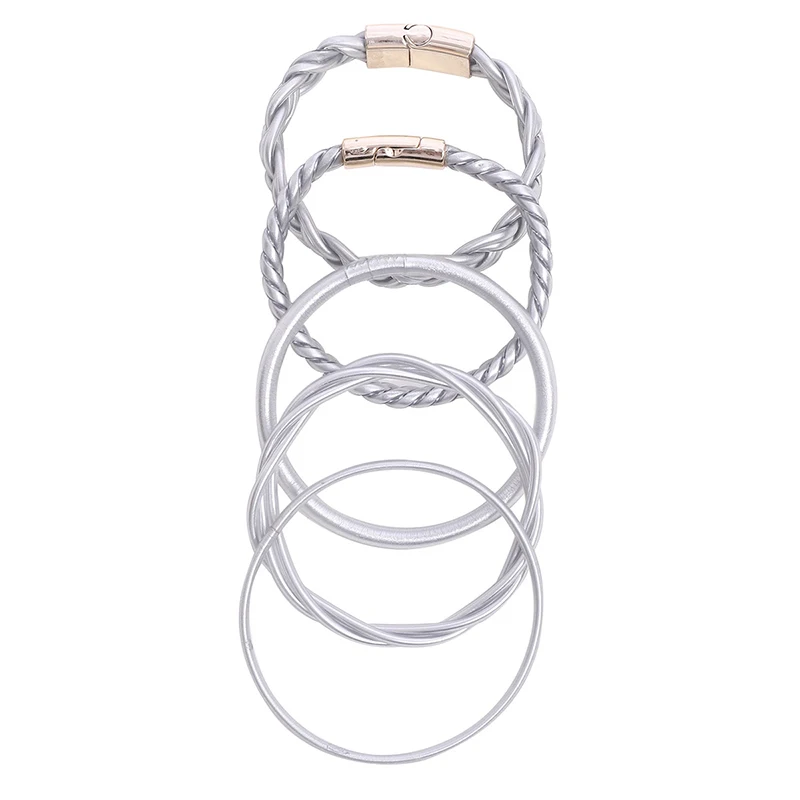 5 Pieces Set Silicone Jelly Bangles For Women Round Hollow Tube Happy Party Fashion Jewelry Trendy New Styles Accessories C1360