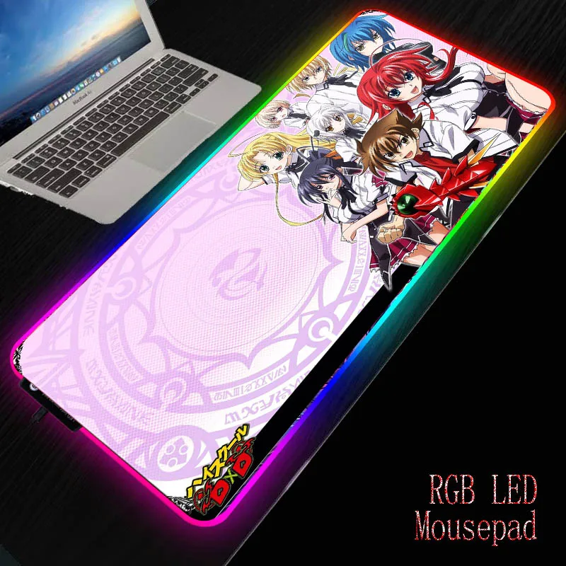 

High School DxD Anime RGB Large Gaming Accessories Mouse Pad 900x400/350X600mm LED Lighting Mousepad Gamer Computer Desk Mat Pad
