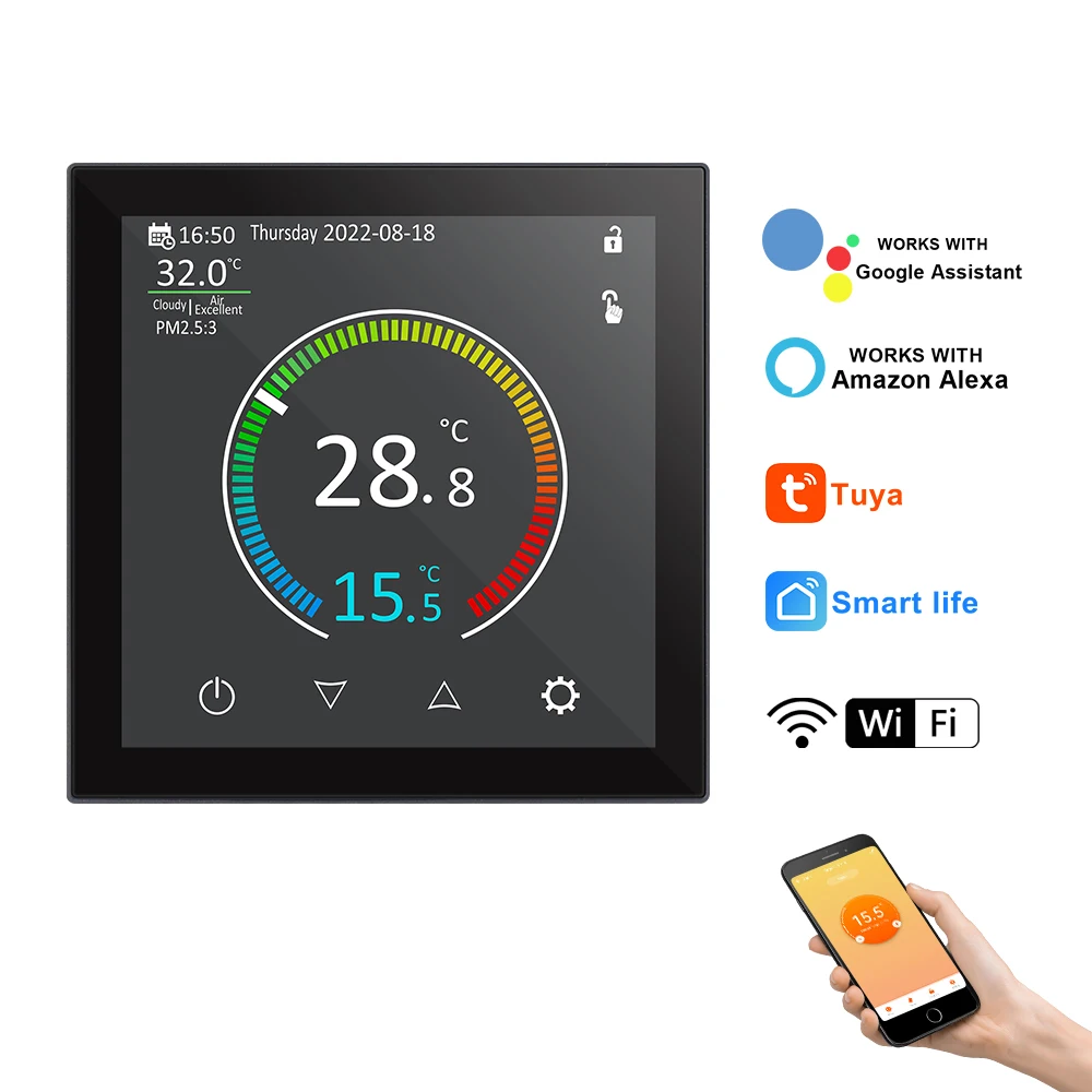 

Tuya WiFi Smart Thermostat 16A Electric Floor Heating Touch Screen Temperature Remote Controller for Google Home Alexa