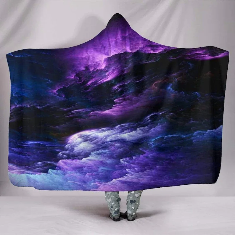 

Hooded Blanket, Purple Universe, Cloud Sky, Hippie Psychedlic, Acid LSD Cosmic, Trippy Rave, Bright Colorful, Colorful Throw