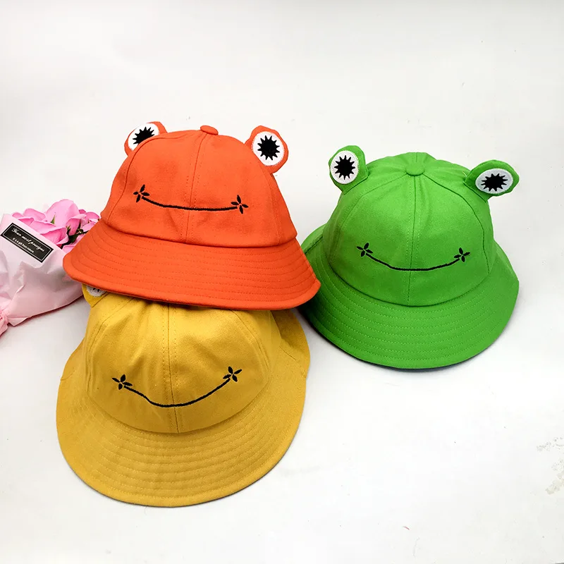 

Net Red Ins Fun Frog Fisherman Hat Female Summer Outdoor Sports Fun Cartoon Embroidery Students Sell Cute Sunscreen Sun Hats