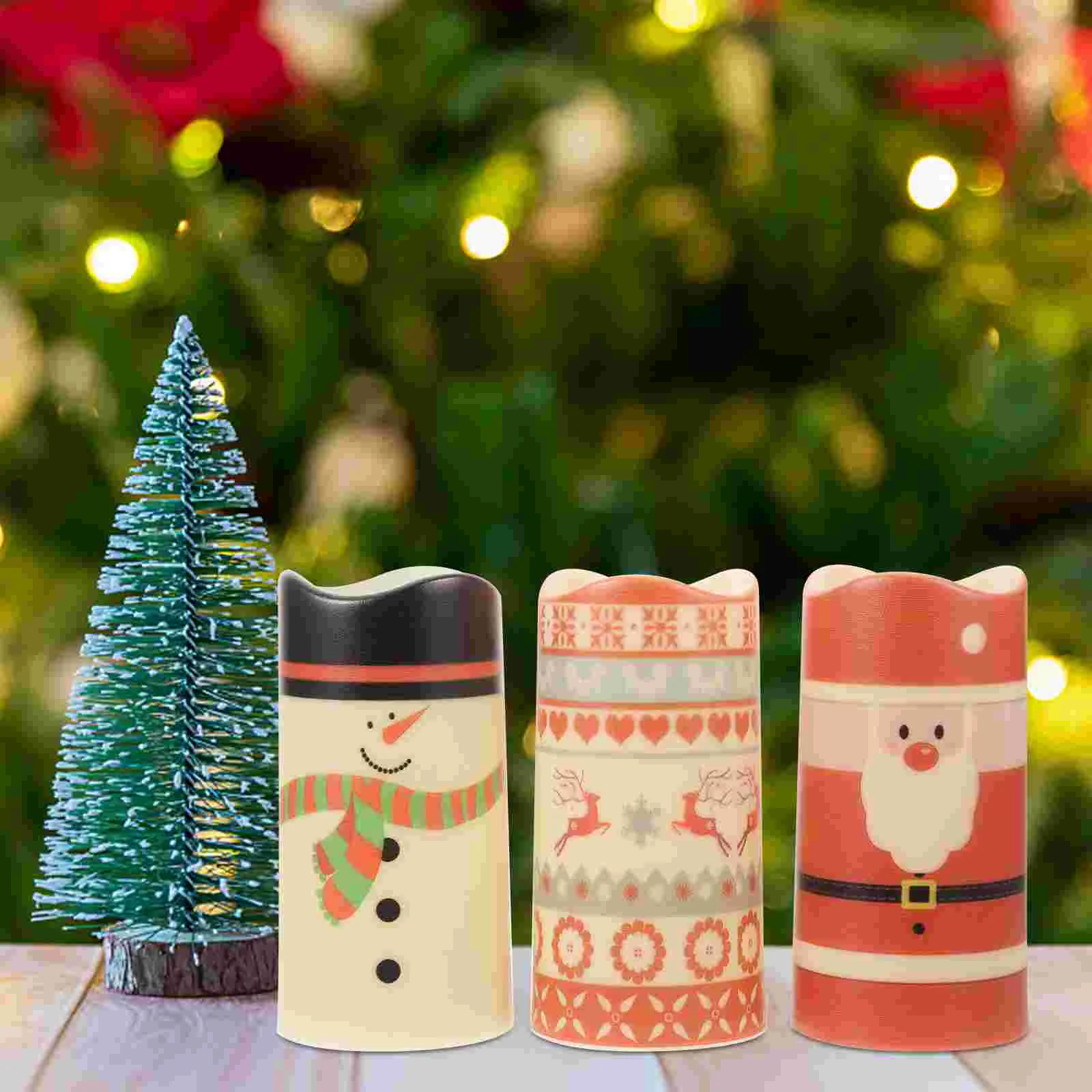 

3 Pcs Tapered Candles LED Christmas Operated Decorations Lights Lamp Bead Supplies