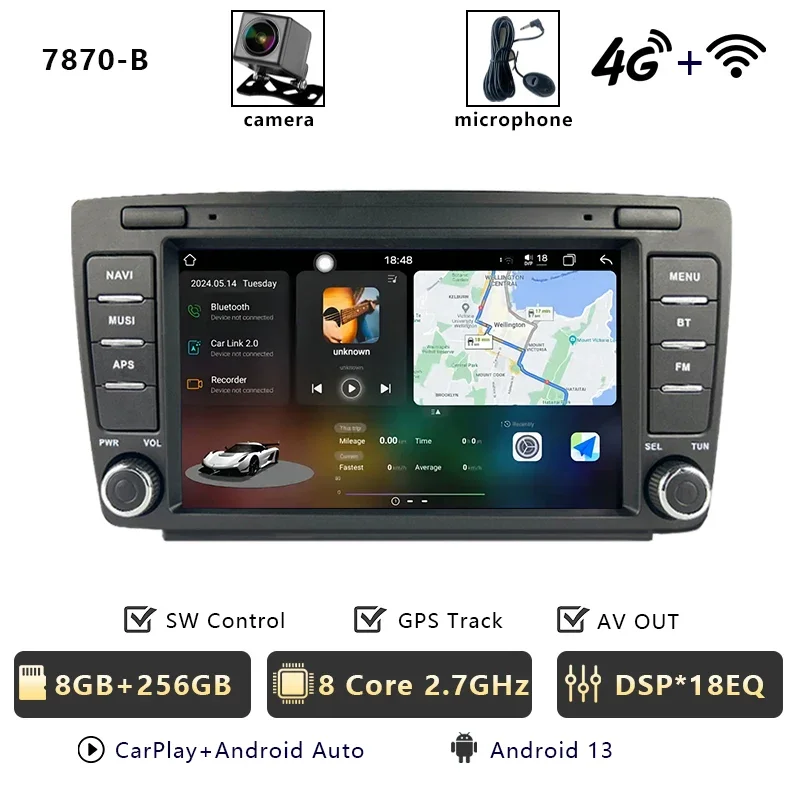 

Автомобильное радио CHSTEK Android 14 Carplay для Skoda Octavia A5 Mk2 2004-2014, мультимедийная стереосистема, навигация, Bluetooth, WIFI, 4G, Automotiva