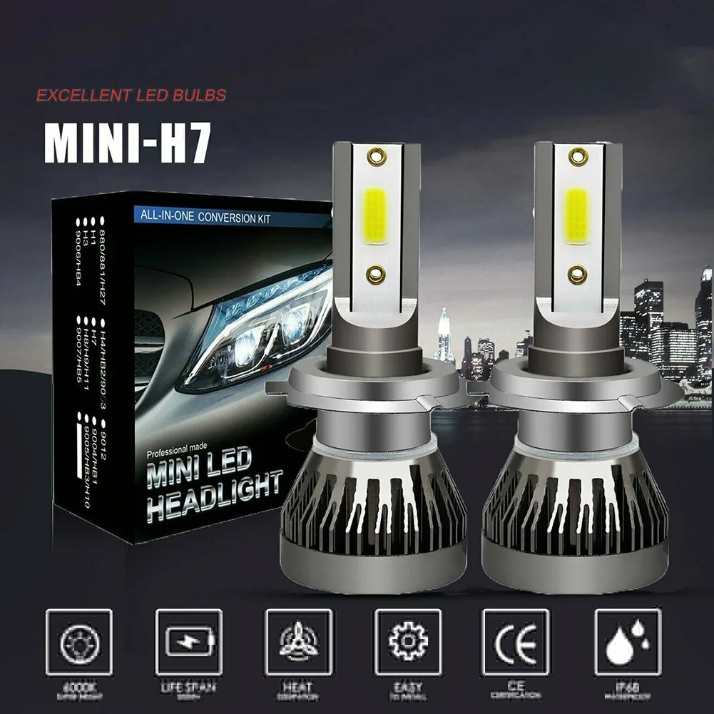 

2PCS H7 LED Headlight Car Fog Light 200W 20000LM Hi/Low Kit Bulbs High Low Beam 6000K Canbus Error Free Auto Driving Headlamp
