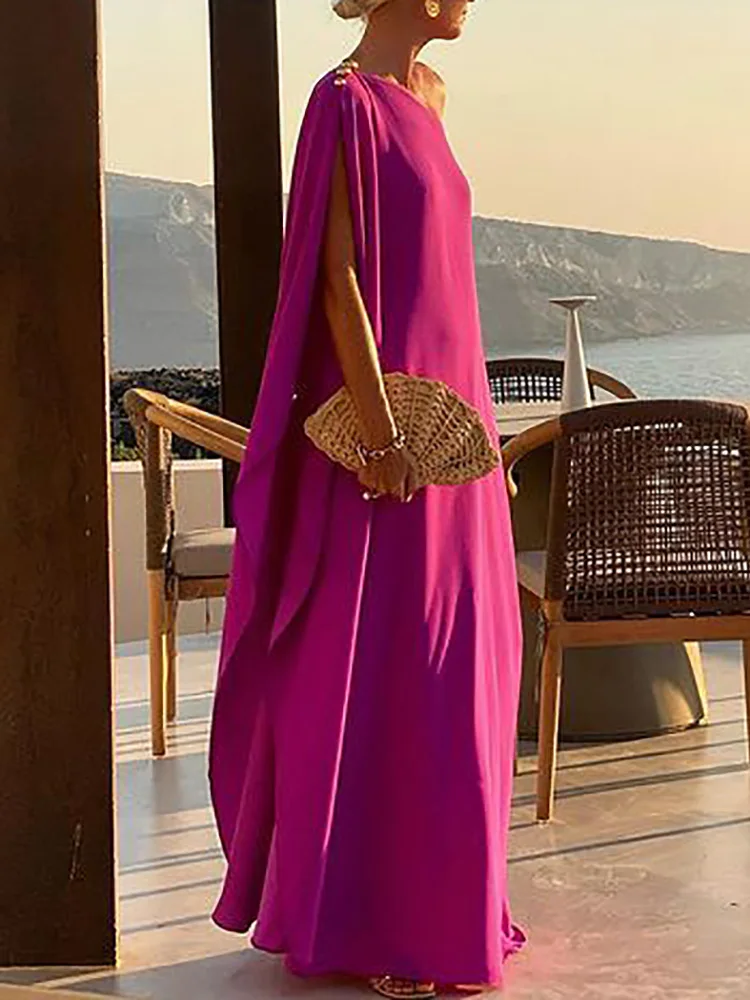 Лоскутное модное платье с наклонным плечом женское летнее пляжное элегантное