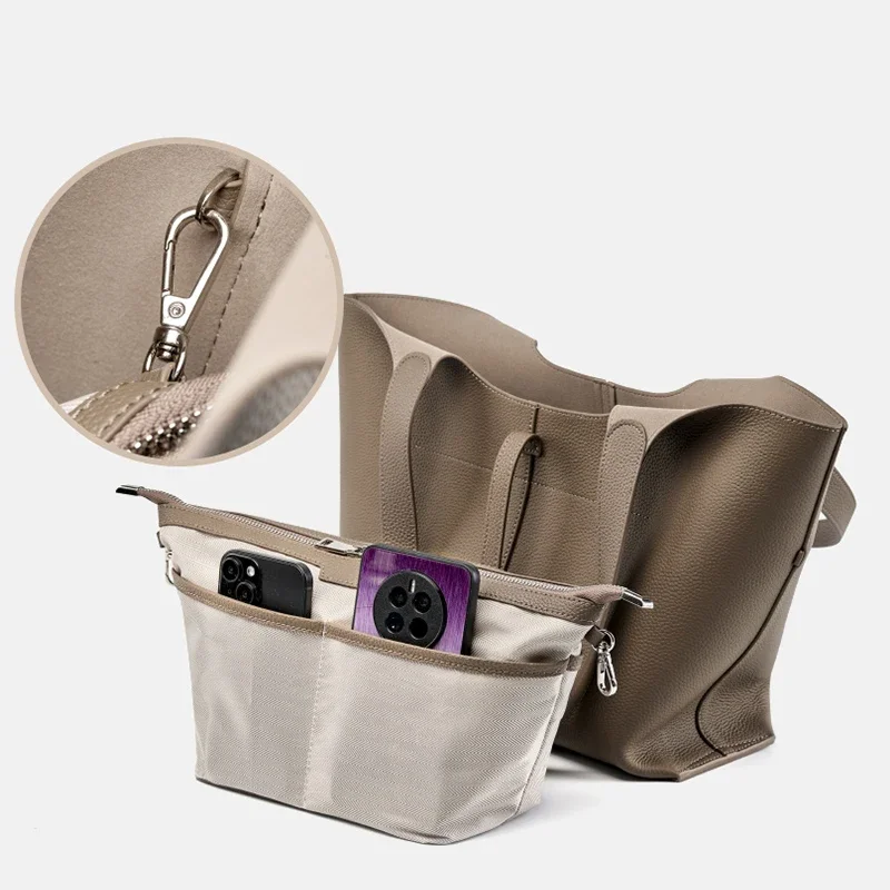 2024 ранняя осень новый головной слой из воловьей кожи сумка-тоут с колокольчиком