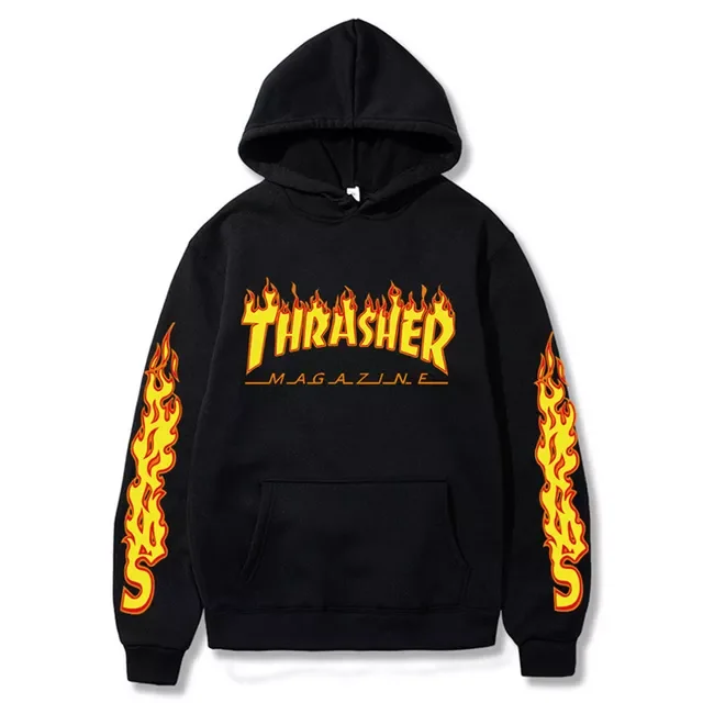 

NEW IN European American Popular Brand Logo Thrashes Print Hoodies Men/Women Street Couple Casual Hip Hop Pullover Sweatshirts T