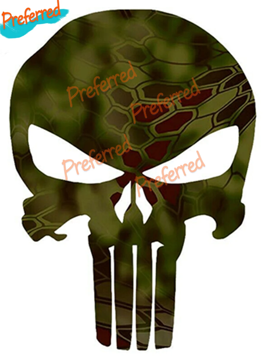 

Камуфляжная наклейка с черепом Карателя, наклейка с рисунком черепа Карателя для использования на окно автомобиля, бампер, шлем, Стайлинг, наклейка из ПВХ