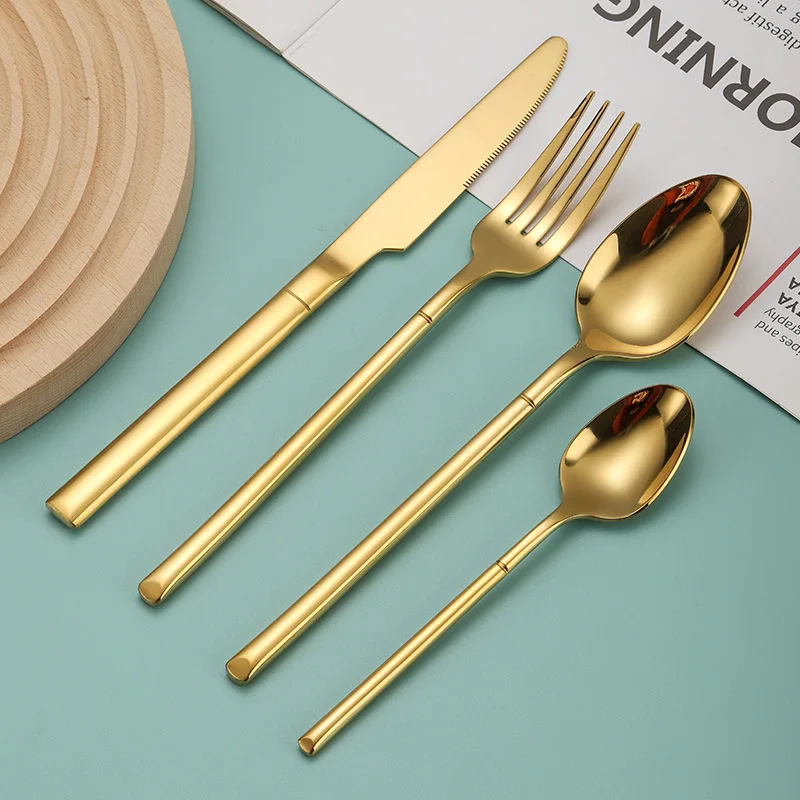 

Food Grade Stainless Steel Cutlery Set Coffee Dessert Spoon Steak Knife Fruit Fork Thickened Handle Tableware for Kitchen