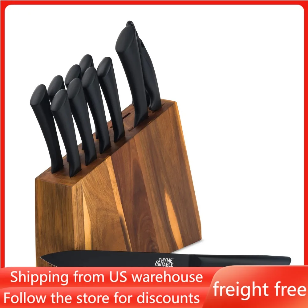 

13-Piece Kitchen Slim Block Stainless Steel Knife Set Cleaver Free Shipping Knives Cooking Professional Chef Knives Tools Dining