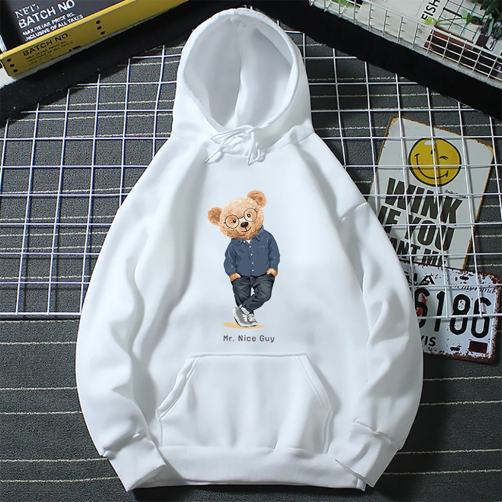 

Hoodie Bear Printing Women Harajuku Nice Guy Kpop Spring Autumn Oversized Sweatshirt Unisex Male Aesthetic худи Aesthetic Causal