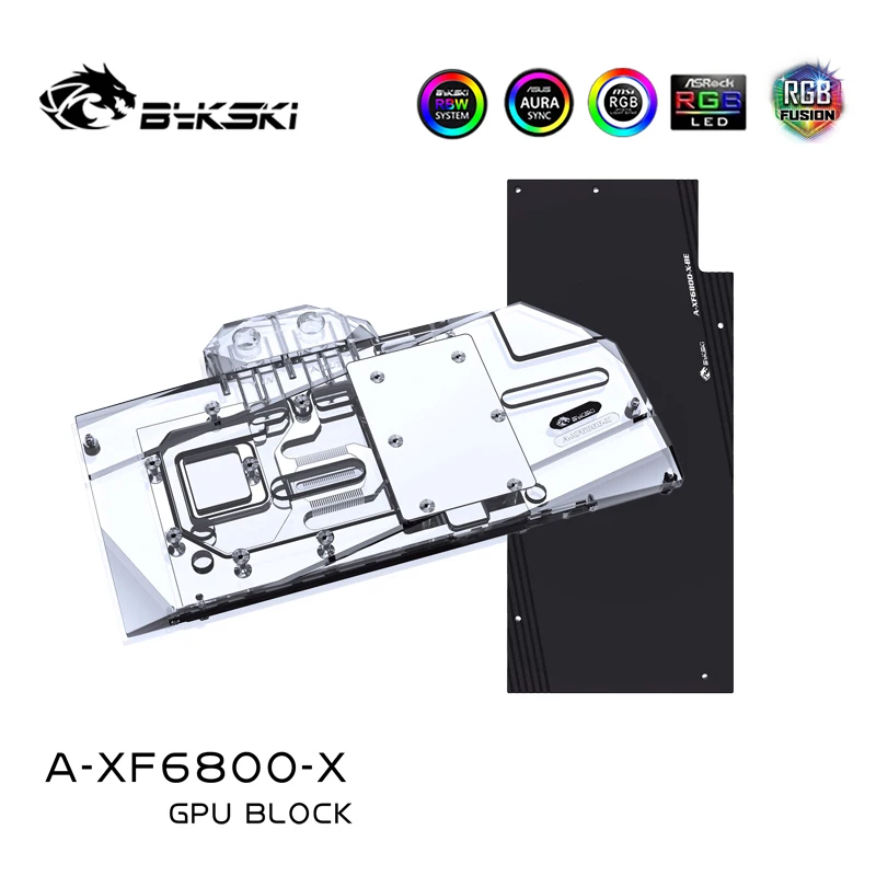 Водяной блок Bykski для XFX Radeon RX 6800 Speedster Merc 319 GPU/видеокарта/полностью закрытый медный радиатор/светильник