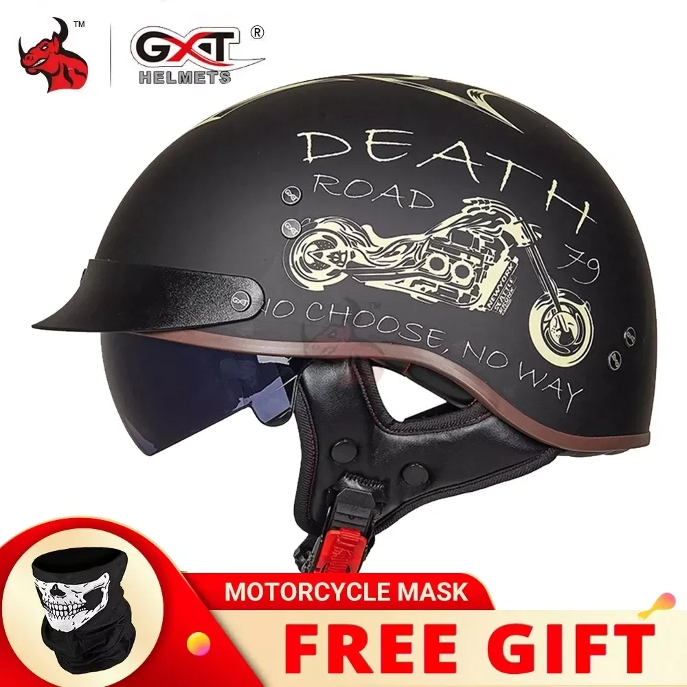 

GXT DOT Certification Retro Motorcycle Helmet Moto Helmet Scooter Vintage Half Face Biker Motorbike Crash Moto Helmet Casco Moto