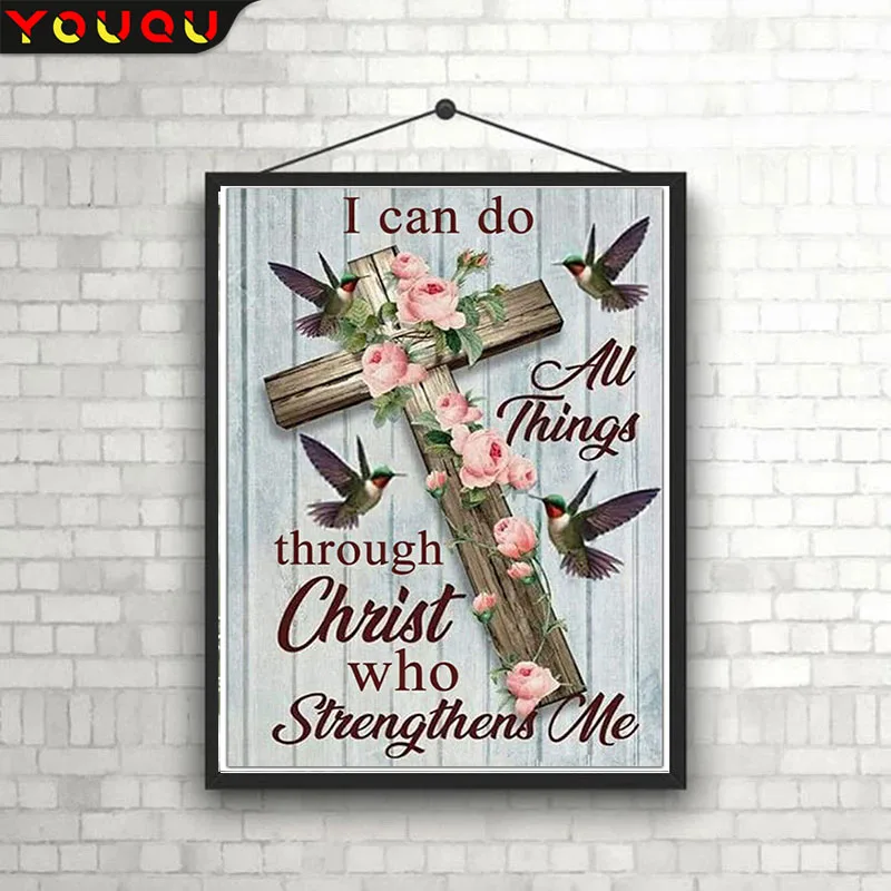 

YOUQU Poster Series 5D DIY Diamond Painting "Cross” Embroidery Kit Full Diamond Round/square Mosaic Fun Art Decoration