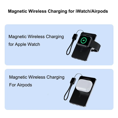 Тонкий внешний аккумулятор 3 в 1 для Magsafe Magnetic Wireless, 20 Вт, портативный внешний аккумулятор с быстрой зарядкой для iPhone 17 16 iWatch Airpods
