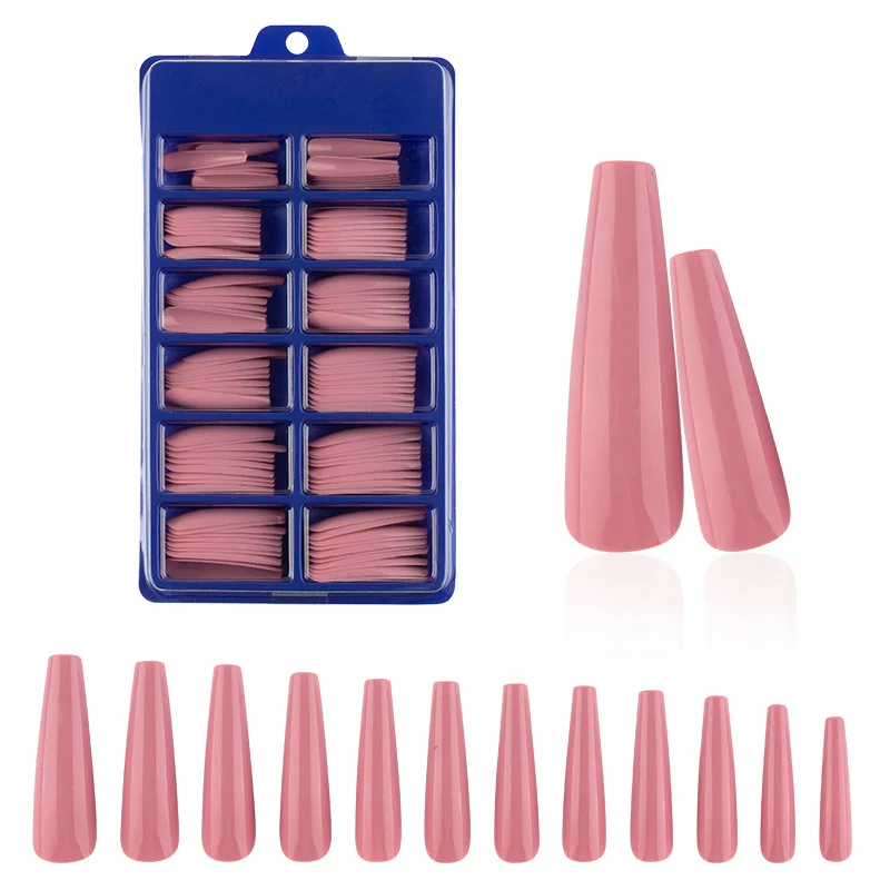 120 шт./корт. Красные супер длинные дизайнерские накладные ногти балерины