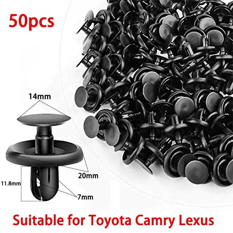

50pcs Black Plastic Auto Fastener Vehicle Car Bumper Clips Retainer Rivet Door Panel Fender Liner Toyota Camry Lexus