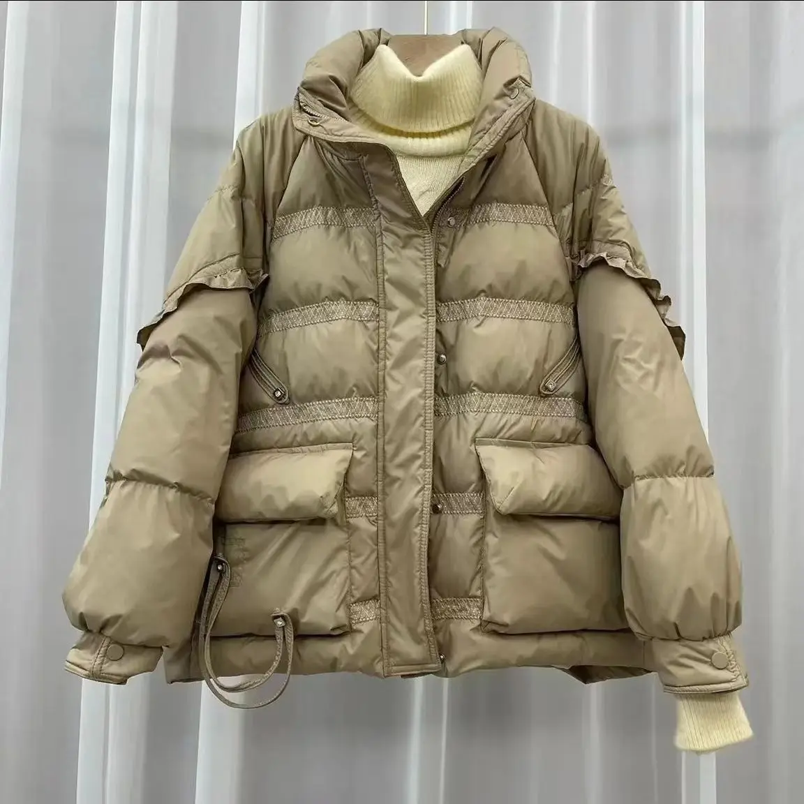 New Autumn Winter Women White Duck Down Jacket Female Thick Zipper Warm Feather Long Down Coat Good Quality Ladies Pockets M19