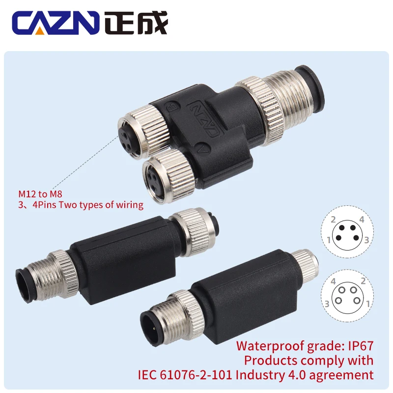 Y-образный переходник M12 I L T разветвитель штекер-гнездо код 4 5 6 8 пластиковый