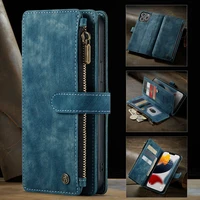 wallet case for iphone 13 pro max 12 11 pro max iphone xs max case handmade pu leather zipper magnetic closure folio phone cover