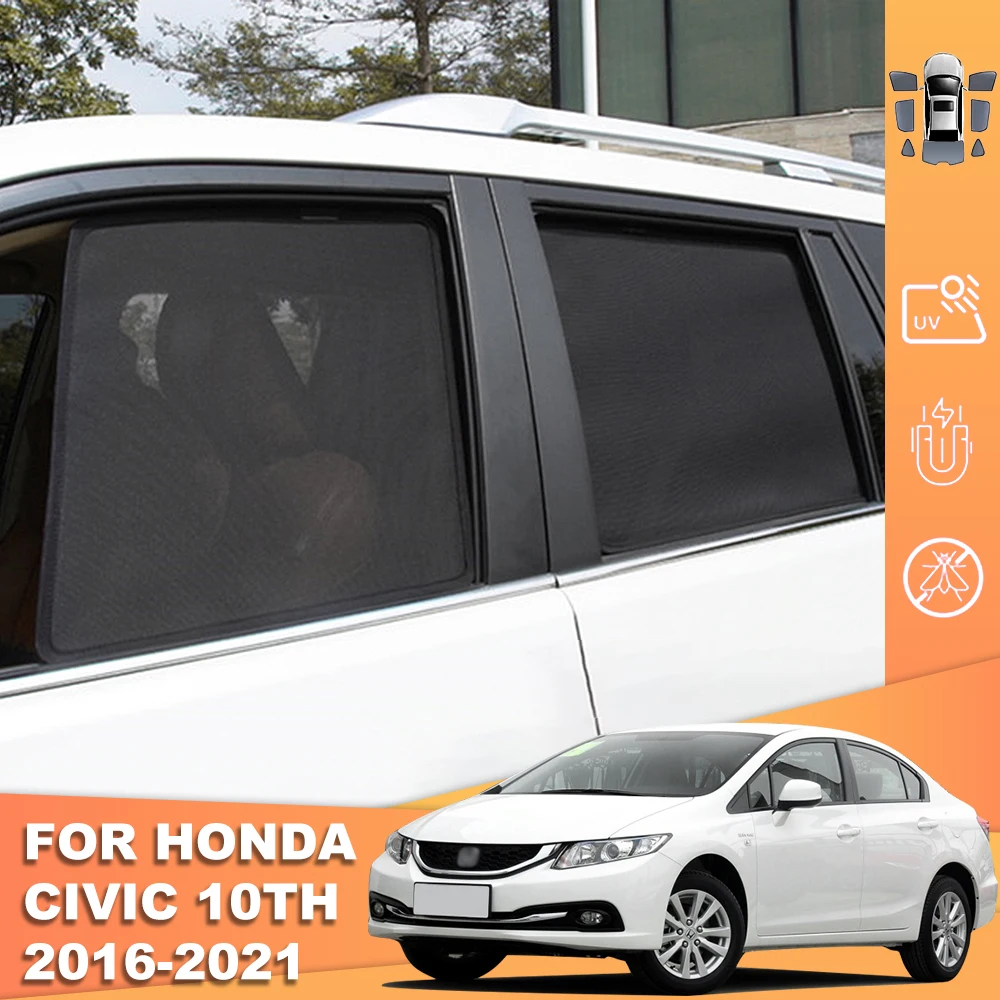 

For Honda CIVIC X 2015 2016 2017 2018 2019 2020 Magnetic Car Sunshade Front Windshield Curtain Rear Side Window Sun Shade Visor