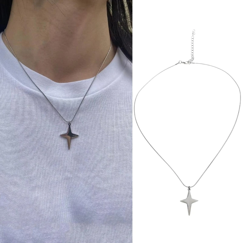 

Four-Pointed Necklace Simple Clavicle Chain Pendant Necklace Gift