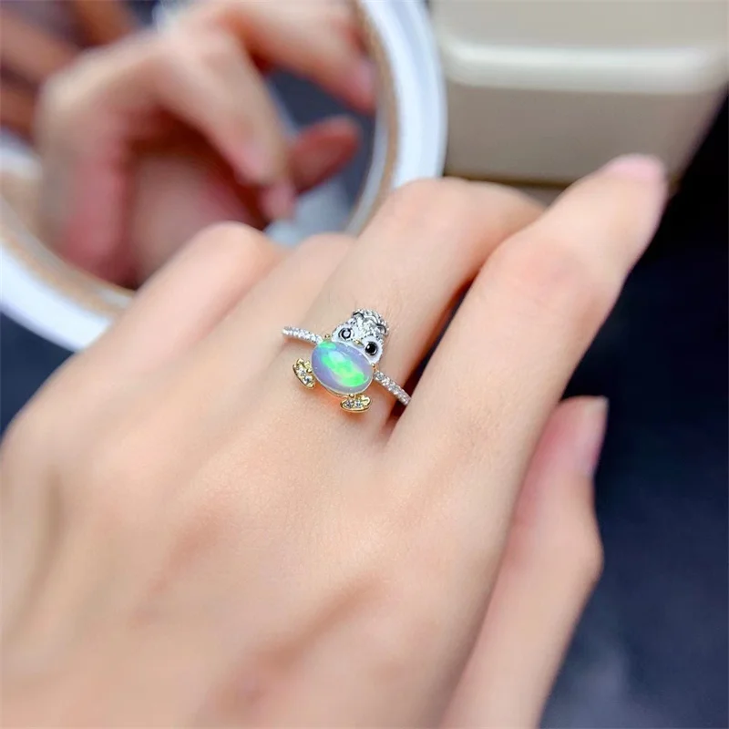 Комплект ювелирных изделий из серебра 925 пробы с натуральным опалом кольцо