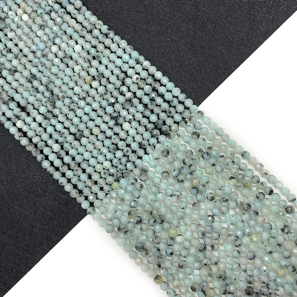 

Бусины из натурального камня с голубыми пятнами, Граненые Круглые бусины для изготовления ювелирных изделий «сделай сам», браслетов, ожере...