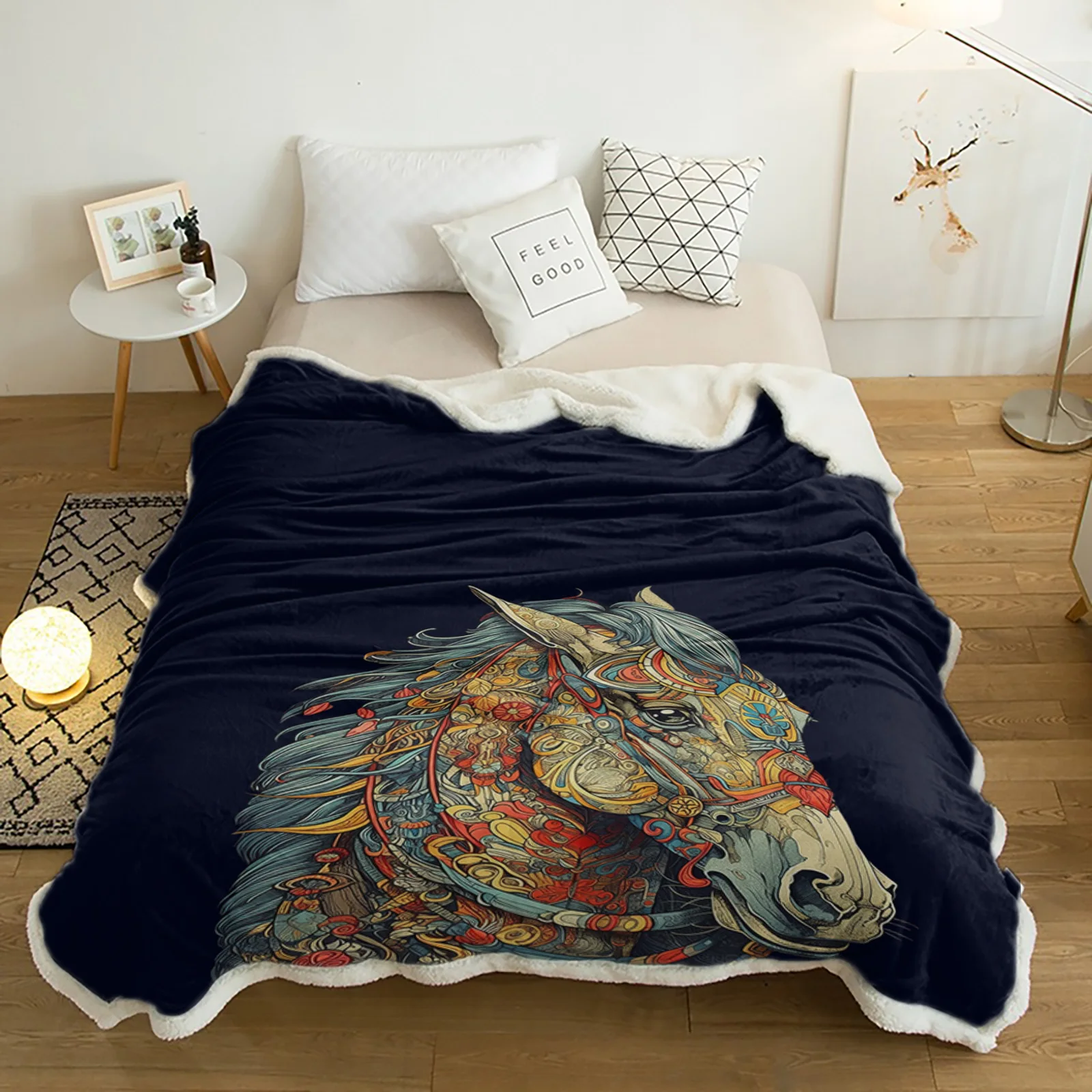 Винтажные одеяла с цветами и лошадью зимнее теплое кашемировое одеяло офисное