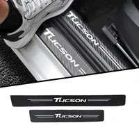 4pcs car sticker door carbon leather fiber sill plate for hyundai tucson accessories styling