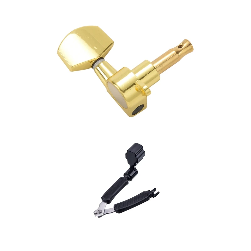 

Gold Sealed Guitar String Tuning Pegs Tuners Machine Heads 3L+3R & 3 In 1 Guitar String Winder String Cutter Pin Puller