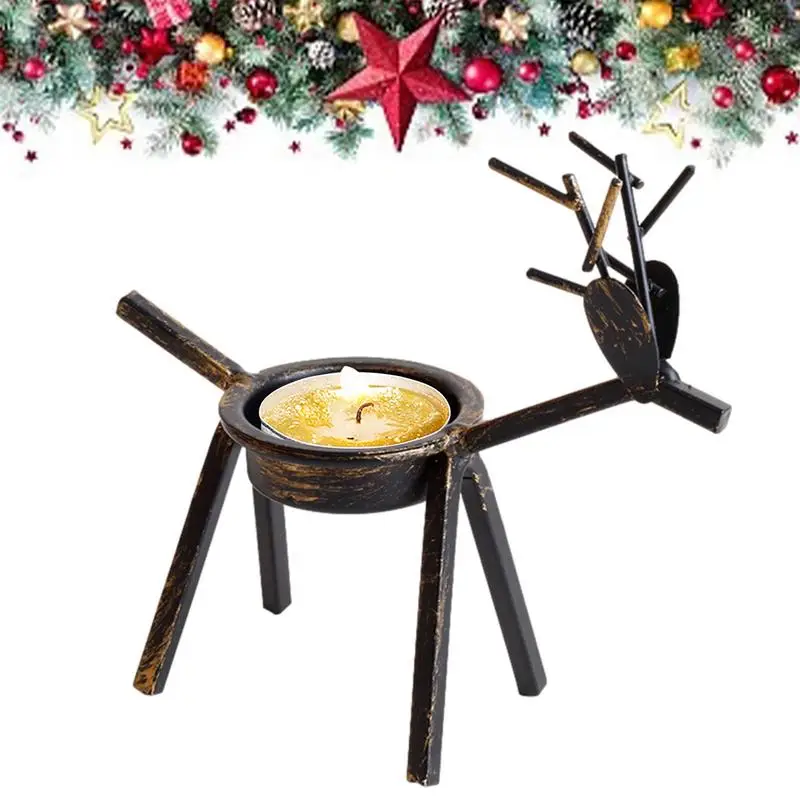 Black Metal Tea Candle Holder  Christmas Candle Holder For Home Desktop Party Christmas Decor