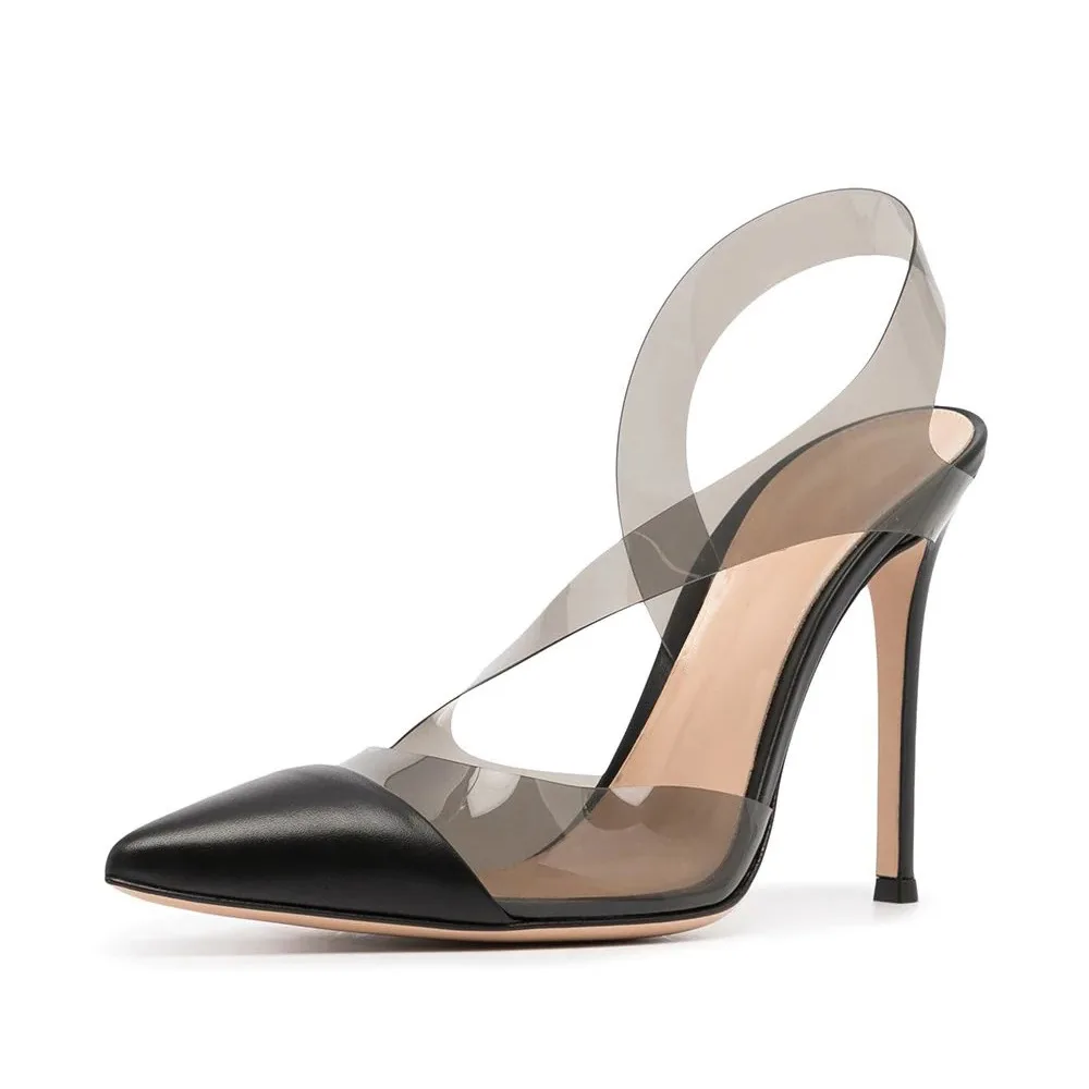 

Женские туфли на низком каблуке, черные прозрачные туфли из ПВХ с острым носком, на шпильке-шпильке, без застежек, обувь для вечеринки и банкета, лето 2022