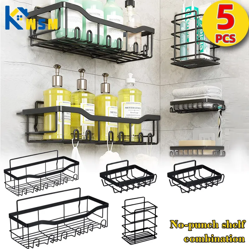 Настенный органайзер для ванной комнаты металлический держатель мыла и зубной