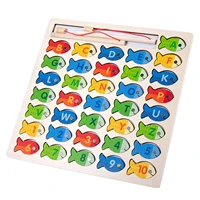 magnetic wood fishing game toy for toddlers fish catching counting learning education toy birthday learning education letters