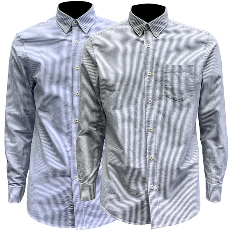 

2021 Autumn New Striped Shirt Men's Oxford Long-sleeved Shirt Camisas Chemise Homme Slim Fit Shirt Men Korean Clothes