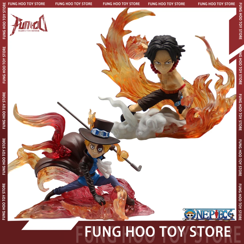 

10cm One Piece Anime Figure Portgas D Ace Sabo Statue Gk Statue Figurine Model Doll Collection Room Decora Christmas Toys Gifts