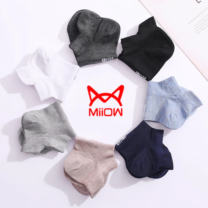 MiiOW 5 Pairs/lot  Heel Protection Invisible Socks Set Summer Breathable Bamboo Fiber Ankle Mesh Sock Sports Cut Short Sokken