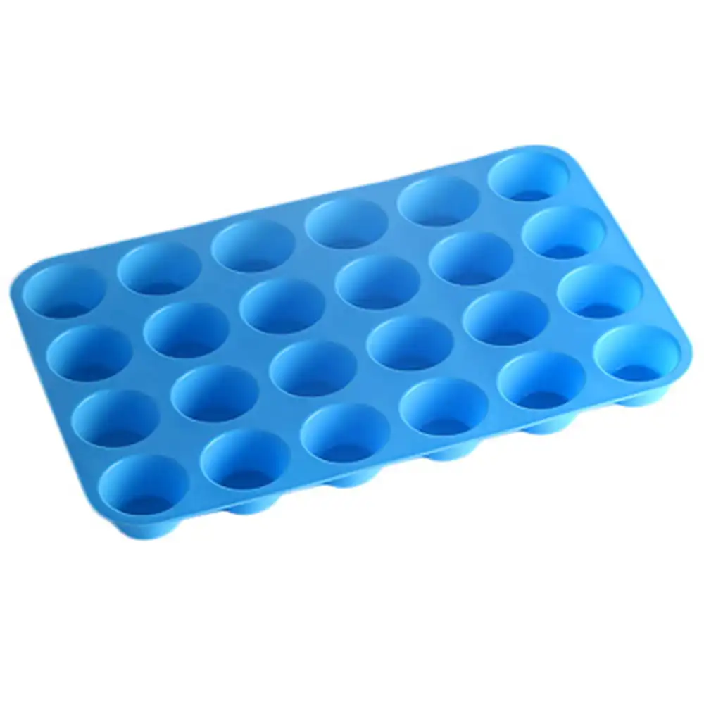 

Non Stick Silicone Mini Muffin and Cupcake Baking Pan 24 Cup , BPA Free, 100% Silicon and Dishwasher Safe Bakeware Blue