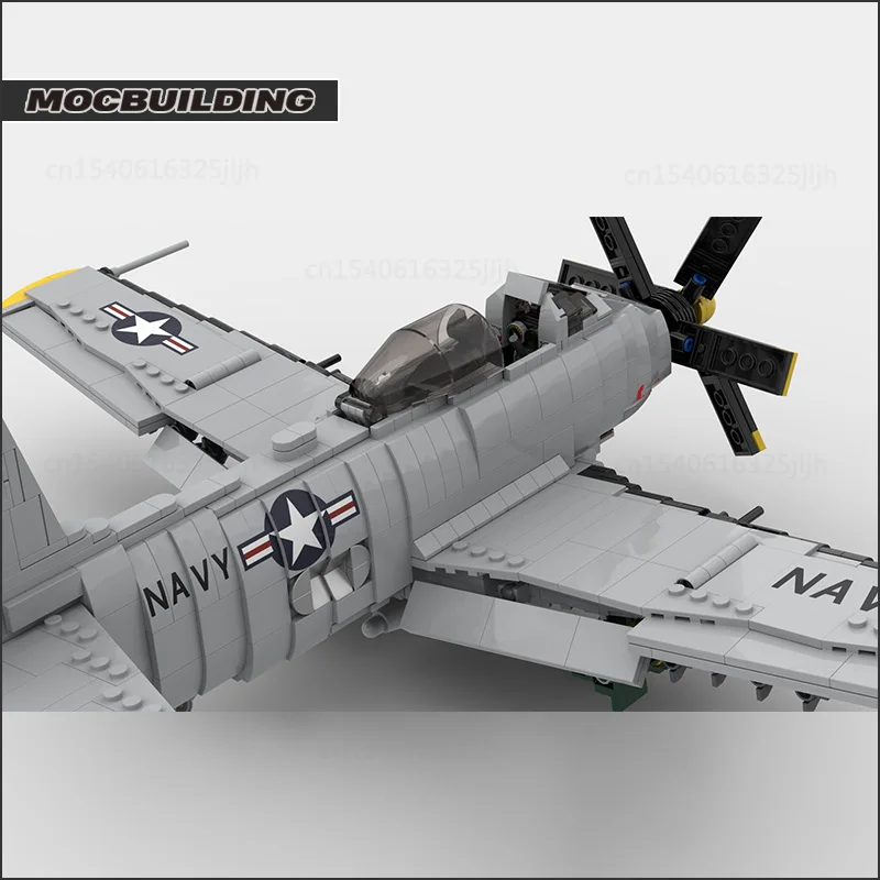 MOC Building Blocks 1:35 Scale A2D Skyshark Aircraft Display Model DIY Assembly Technology Bricks Collection Toys Xmas Gifts